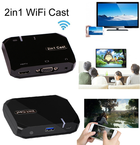 WiFi sans fil + données USB 2in1 écran miroir téléphone se connecter à la télévision HDTV adaptateur vidéo pour iPhone XS MAX XR 12 12 Samsung Android ► Photo 1/5