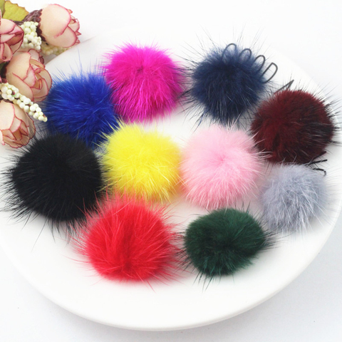 Pompon boules de fourrure de vison 10 pièces, 2.5cm 3cm 4cm, bricolage, porte-clés, chaussures, chapeaux moelleux, accessoires d'artisanat ► Photo 1/6