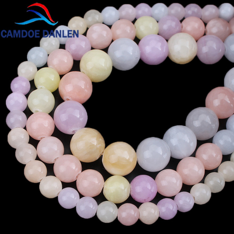 Pierre naturelle de calcédoine, couleur Morganite, perles rondes amples, 6mm, 8mm, 10mm, pour la fabrication de bracelets de bijoux, collier à faire soi-même ► Photo 1/6