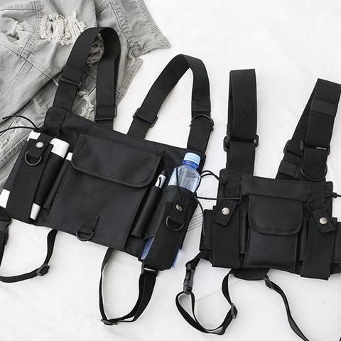 Unisexe extérieur réglable gilet poitrine sac suspendu Double épaule taille pochette en nylon de haute qualité, résistant à l'usure et dura ► Photo 1/6