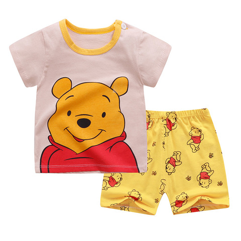 Ensemble d'été t-shirt et pantalon pour bébé fille, pyjama en coton, 2 pièces, Top Shorts ► Photo 1/6
