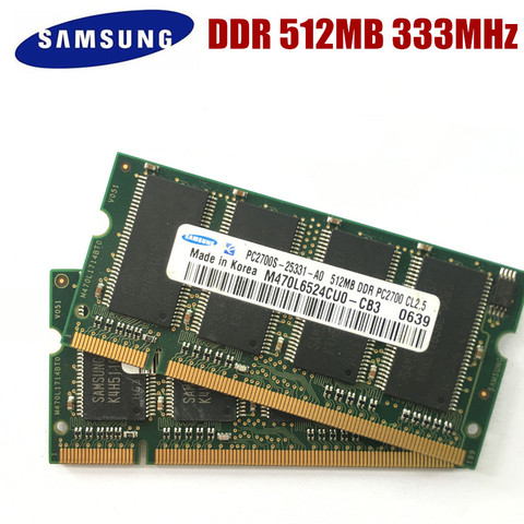 SAMSUNG – mémoire de serveur d'ordinateur portable, modèle SEC DDR1, capacité 1 go 512 mo, fréquence d'horloge 333/PC-2700S/512 mo, RAM SODIMM 333 pour intel et amd PC2700S ► Photo 1/1