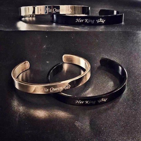 Vnox gravure gratuite Bracelets de base personnalisés pour femmes hommes Simple en acier inoxydable Couple manchette Bracelets saint valentin cadeau ► Photo 1/6
