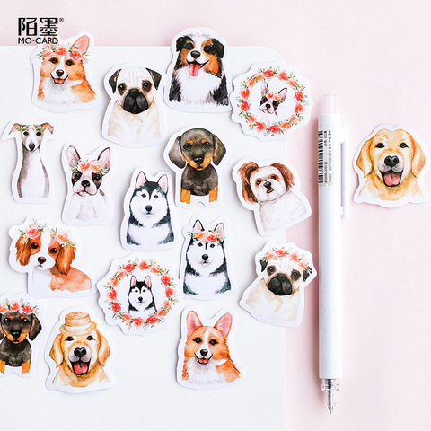 Autocollant chien Animal mignon, papeterie de décoration pour bricolage, Scrapbooking, étiquette autocollante Kawaii pour journal intime, 45 pièces/lot ► Photo 1/5