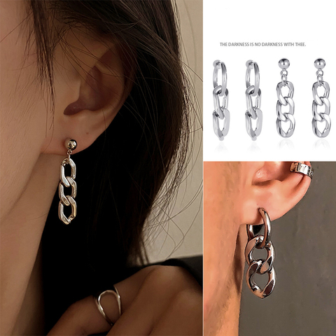 Mode coréenne boucles d'oreilles pour femmes 2022 pendentif à breloque longue géométrique goutte boucle d'oreille Style Punk épais lien chaîne bijoux cadeau ► Photo 1/6