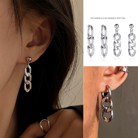 Mode coréenne boucles d'oreilles pour femmes 2022 pendentif à breloque longue géométrique goutte boucle d'oreille Style Punk épais lien chaîne bijoux cadeau ► Photo 1/6