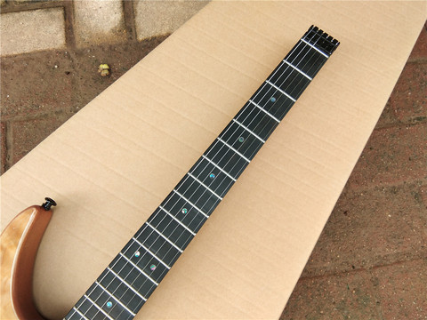 Fan Fretted 24 frettes touche ébène tigre rayures manche érable, pour guitare électrique sans tête BJ-300-1 ► Photo 1/2