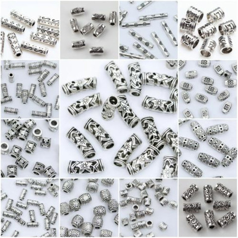 27 Styles tibétain argent Tube perles entretoise en métal bricolage perles Tube breloques pour la fabrication de bijoux 20/50/100 pièces ► Photo 1/6