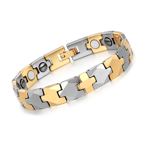 Bracelet amincissant anti-fatigue en acier titane, bracelet élégant en hématite, thérapie magnétique, perles magnétiques, cadeau pour hommes et femmes ► Photo 1/6