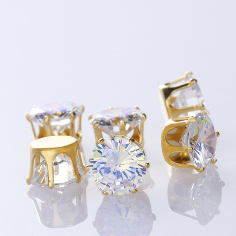 Rivoli-strass ronds en zircone, 4-10mm, paramètres, Zircon à dos pointu, fabrication de bijoux, pierres à coudre ► Photo 1/6