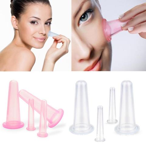 4 pièces Silicone naturel Anti Cellulite vide ventouses corps thérapie faciale tasses de Massage outils de soins du visage livraison directe TSLM1 ► Photo 1/6