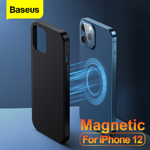 Coque de téléphone magnétique Baseus pour iPhone 12 Pro Max Mini Coque en cuir antichoc Coque arrière pour iPhone 12Pro Max 12Mini Coque ► Photo 1/6