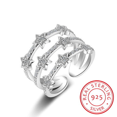 Bagues en argent Sterling 925, Bague en zircone CZ multicouches ajustables pour femmes, anillos redimensionnables, tendance S-R176 ► Photo 1/6