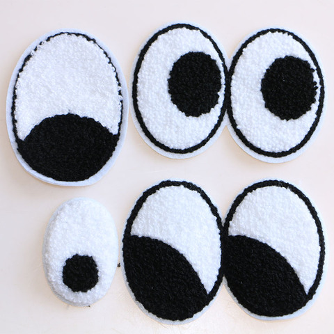 1 pièces une paire de yeux noir et blanc dessin animé iconserviette broderie fer sur patchs pour vêtements bricolage Patchwork Badges personnalisés ► Photo 1/6