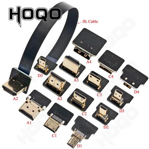 Ruban plat FPV HDMI-câble compatible Micro HDMI à Mini HDMI adaptateur 90 degrés 5cm-80cm FPC pas 20 broches connecteur ► Photo 1/6
