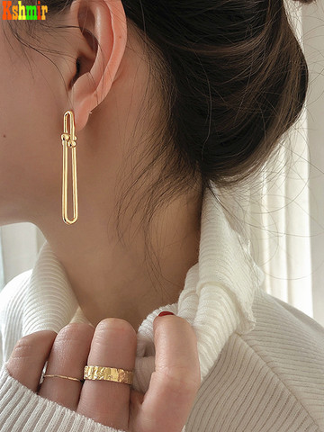 Kshmir – boucles d'oreilles à chaîne épaisse en métal, Design exagéré, mode européenne et américaine ► Photo 1/6