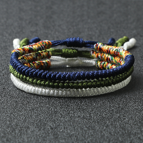 Bracelet porte-bonheur bouddhiste tibétain, 3 pièces, tressé, bracelets de cheville, nœuds faits à la main, corde bouddha, cadeaux pour femmes et hommes ► Photo 1/6