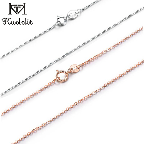 Kuololit solide 925 Sterling chaîne 40cm-60cm boîte chaîne collier pour femmes filles enfants enfants cadeau de noël bijoux en gros ► Photo 1/5