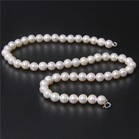 Colliers ronds de perles d'eau douce pour femmes, coquillage naturel blanc, ras du cou, chaînes de mariage, bijoux en perles, cadeaux pour femmes ► Photo 1/6