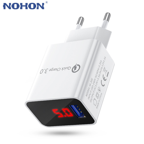 Chargeur USB à LED QC 3.0, charge rapide, adaptateur mural pour téléphone portable, compatible avec iPhone 12 11 Pro 6 7 8 Plus Samsung A51 Xiaomi mi 9 10 Huawei ► Photo 1/6