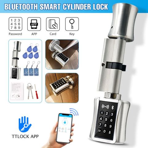 Serrure à cylindre intelligente Bluetooth, serrure électronique de porte, wi-fi, application numérique, clavier, carte RFID, verrouillage sans clé avec application TTLock ► Photo 1/6