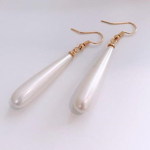 Boucles d'oreilles en imitation de goutte d'eau blanche pour femmes, bijoux de Style palais Baroque, crochet de tempérament Long, Simple ► Photo 1/5