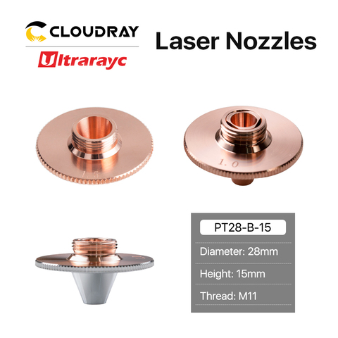 Buse de découpe Laser à Fiber Ultrarayc, Conusmables, Type bombé, Double couche chromée, calibre D28 H15 M11 0.8-4.0mm pour tête Precitec ► Photo 1/6