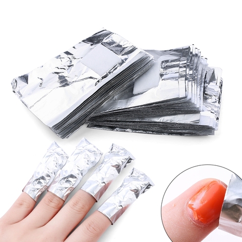 Le dissolvant d'ongle de Gel de papier d'aluminium de 50/100 pièces essuie le retrait de vernis imbibent des enveloppes acryliques de dissolvant de Gel UV avec des outils de manucure d'acétone ► Photo 1/6