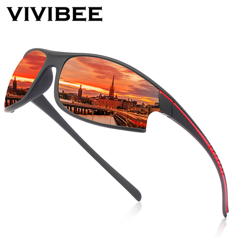 VIVIBEE-lunettes de soleil de sport polarisées, UV400, rouge, 100%, verres solaires élastiques pour l'extérieur, pour hommes, escalade, femmes, 2022 ► Photo 1/6