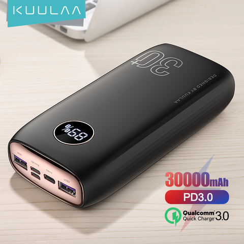 KUULAA batterie d'alimentation 30000 mAh USB Type C PD Charge rapide + Charge rapide 3.0 PowerBank 30000 mAh batterie externe pour Xiaomi iPhone ► Photo 1/6