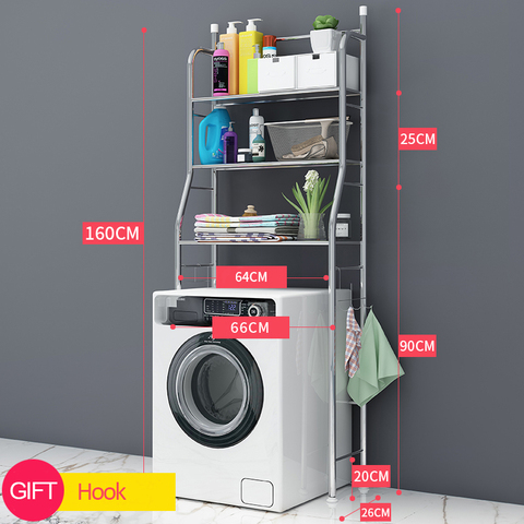 Étagère au-dessus du support, organisateur de bagages de toilette de Machine à laver, gain d'espace de salle de bain, acier inoxydable ► Photo 1/6