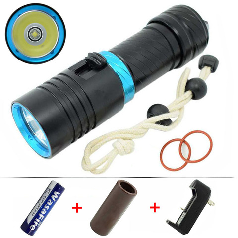 XML L2 LED lampe de poche de plongée 3800LM 18650 sous-marine étanche lanterne Portable plongée torche Camping chasse lumière avec chargeur ► Photo 1/6