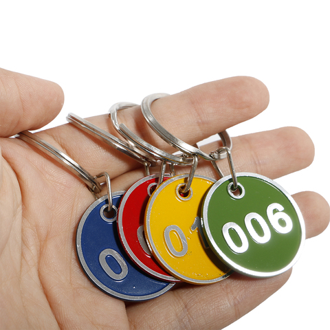 Porte-clé en métal avec anneau, étiquette numérique, plaque de carte de numéro avec personnalisation pour porte-clés, couleur et numéro ► Photo 1/6
