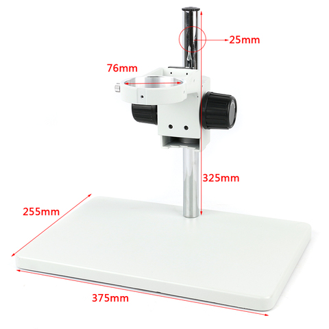 Microscope trinoculaire grande taille Table à flèche réglable support de support de travail + bras en métal réglable multi-axes + porte-anneau 76mm ► Photo 1/5