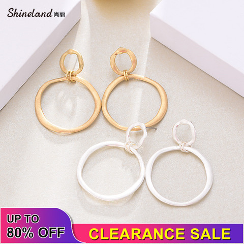 Shiniland – boucles d'oreilles rondes pour femmes, Punk, grand cercle rond, boucles d'oreilles pendantes, fête à la mode, creux exagéré pour femmes, liquidation de bijoux rétro ► Photo 1/6