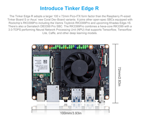 ASUS – carte de développement Tinker Edge R, Rockchip RK3399PRO, Android 8.1, Intelligence artificielle, carte de démonstration ► Photo 1/6