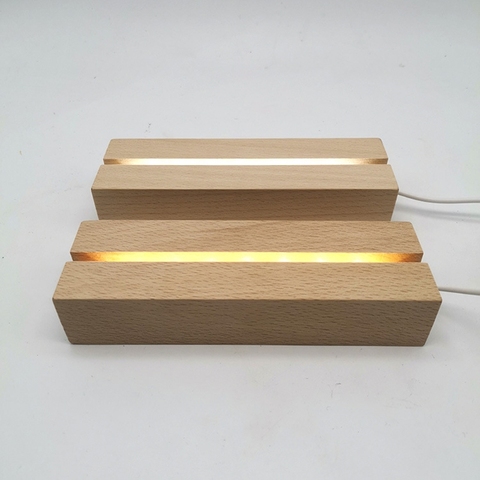 5mm Rectangle LED lumières affichage Base en bois éclairé socle laser cristal verre nuit éclairé Base résine Art ornement ► Photo 1/5