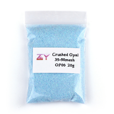 Opale synthétique pour ongles, 35-50 mesh OP06, (5 grammes/lot), bleu écrasé ► Photo 1/4