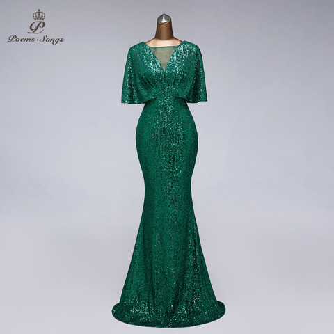 Robe de soirée à paillettes, manches courtes, Sexy, verte, robes de bal pour femmes ► Photo 1/6