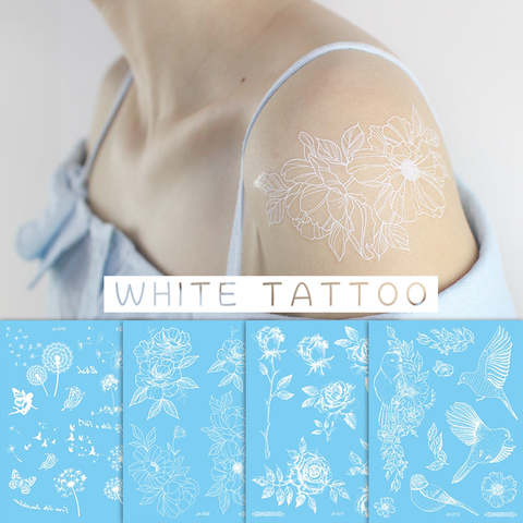 Faux tatouage temporaire pour femmes, dentelle, pâte de henné blanche, imperméable, lune, fleur, étoile, bras, visage, mariage ► Photo 1/6