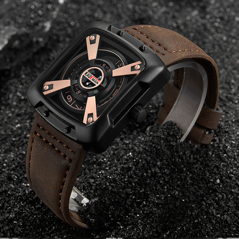 KADEMAN – montre de Sport étanche pour hommes, Top marque de luxe, bracelet carré en cuir, à Quartz, décontracté ► Photo 1/6