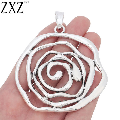 ZXZ 2 pièces tibétain argent grand tourbillon ouvert spirale breloques pendentifs pour collier bijoux faisant des résultats 74x72mm ► Photo 1/3