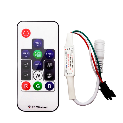 Télécommande intelligente sans fil RGB 14 touches, DC5-24V RF, pour WS2811/WS2812B, bande Led adressable individuellement ► Photo 1/6