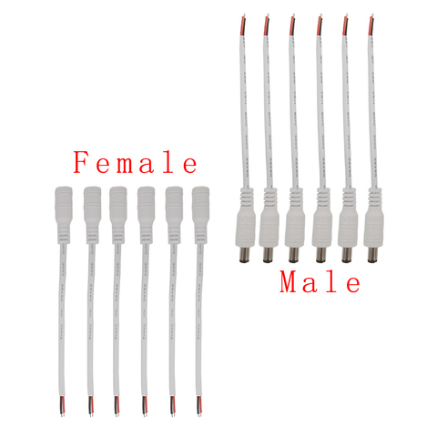 Adaptateur de câble mâle et femelle blanc, cc 5.5x2.1mm 12V, 5.5x2.1mm, prise d'alimentation, connecteur de câble pour bande lumineuse LED ► Photo 1/3