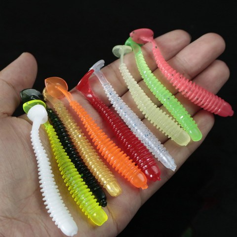 Lot d'appâts souples en Silicone pour la pêche, Leurre pour attraper des poissons, Swimbait, pour pêcher au bar, 50mm, 60mm, 70mm, 10 pièces ► Photo 1/6