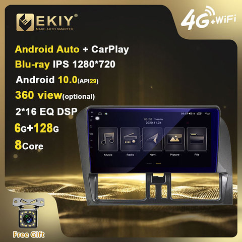 EKIY – autoradio Android 10, 6 go/128 go, IPS, Blu-ray, DSP, Navigation GPS, BT, Carplay, DVD, lecteur multimédia stéréo, pour voiture Volvo XC60 (2009 – 2017) ► Photo 1/6