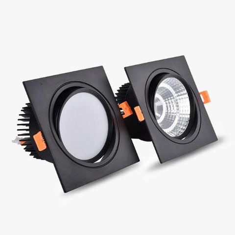 Spot lumineux carré encastrable avec technologie COB, en aluminium, luminaire d'intérieur, lumière à intensité réglable, 9/12/15W, 9/12/15W ► Photo 1/6