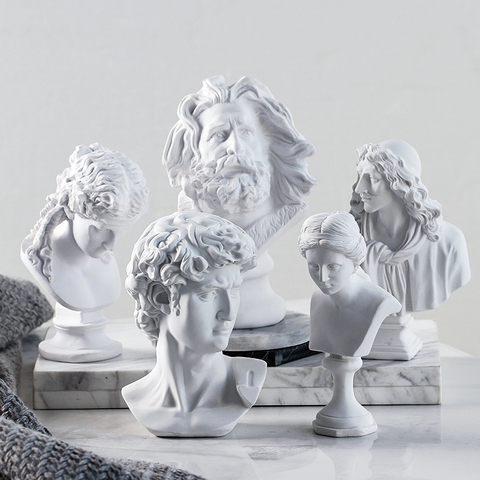Crayon Sculpture de buste en résine Miniature, 1 pièce, croquis, les Figures du mythe antique, littéraire, rétro, pour la décoration de la maison ► Photo 1/6