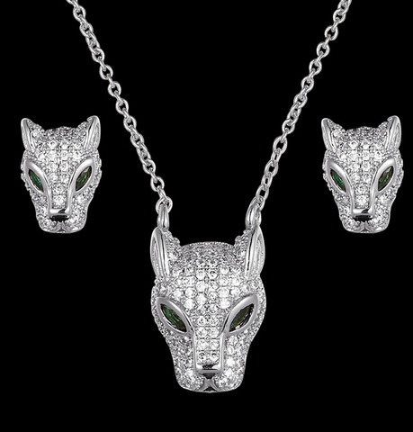 Zlxgirl Europe marque Design léopard forme animale pendentif avec boucle d'oreille ensemble de bijoux de mariée femme cadeaux préférés ► Photo 1/2