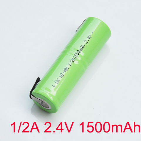 1-5 pièces 1500mah 2.4V 1/2A ni-mh batterie rechargeable 1/2 une cellule nimh avec onglets de soudage pour rasoir électrique brosse à dents ► Photo 1/3